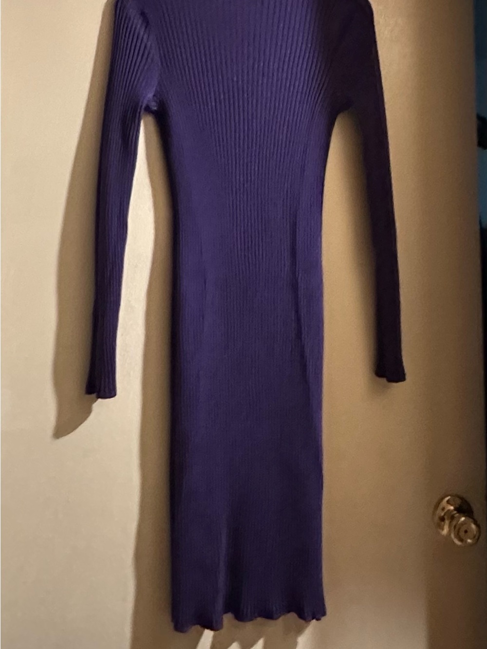 Lauren Ralph Lauren Deep Purple Ribbed Long-Sleeve Bodycon Dress